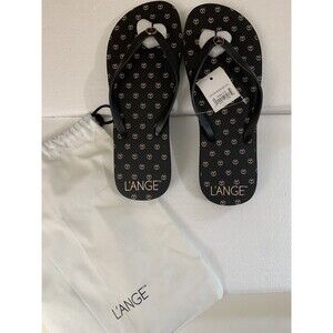 L’Ange Flip Flops Black Size 9/10 Black  Sandals Thongs NWT